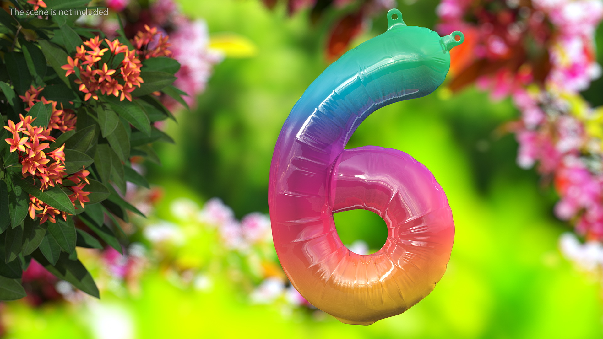 3D model Balloon Numbers 6 Rainbow