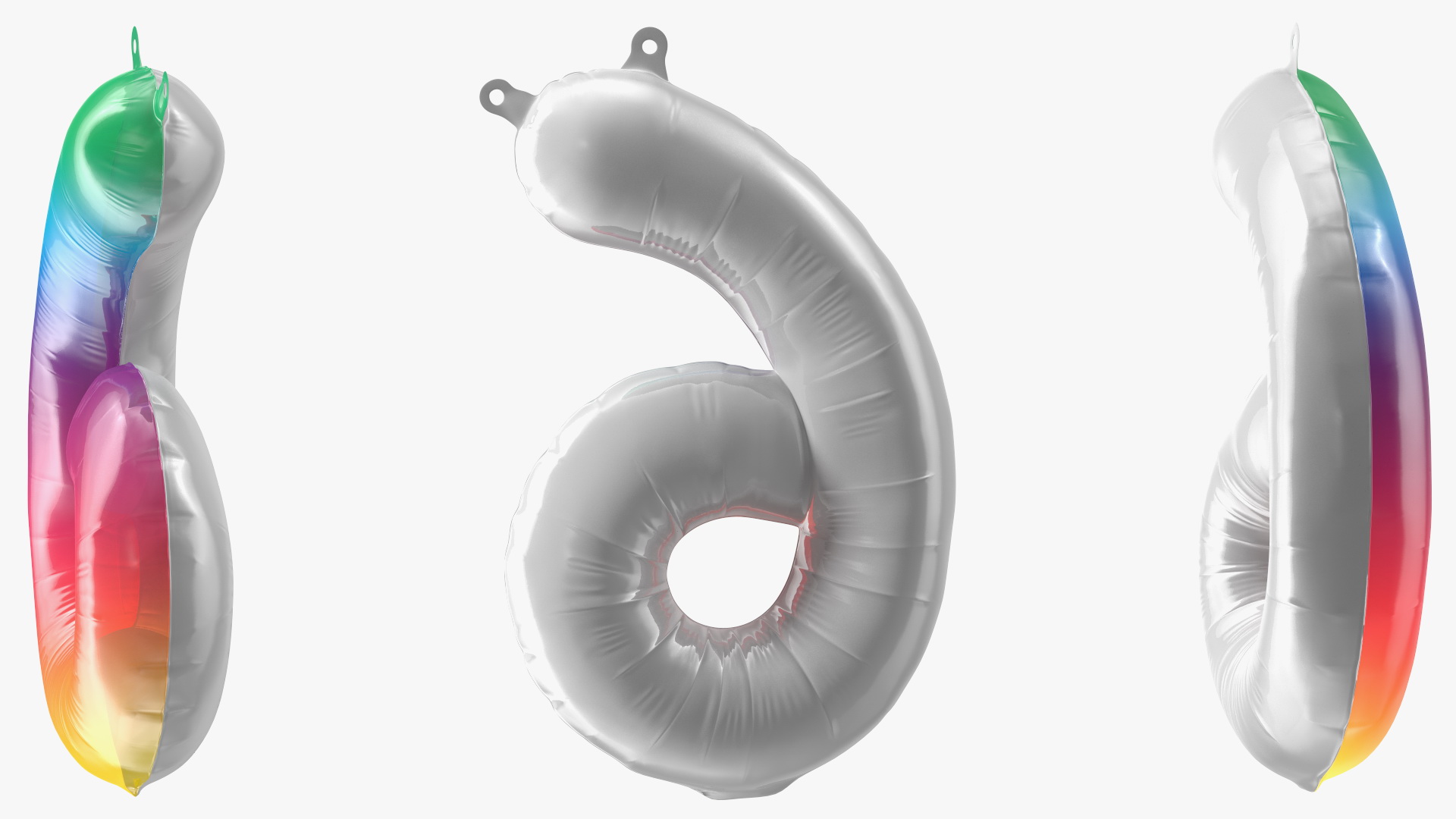 3D model Balloon Numbers 6 Rainbow