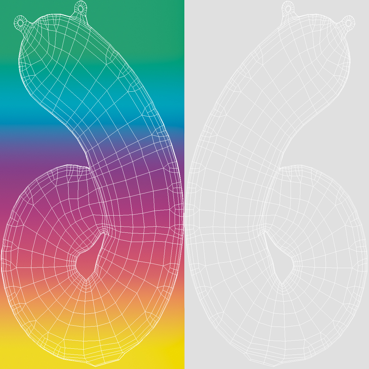 3D model Balloon Numbers 6 Rainbow