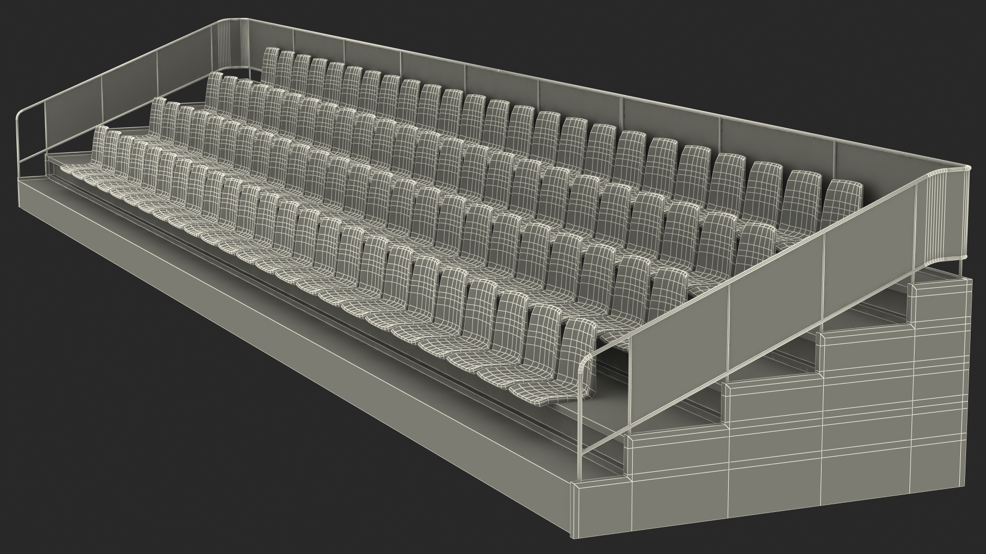 3D Empty Tribune Rows model