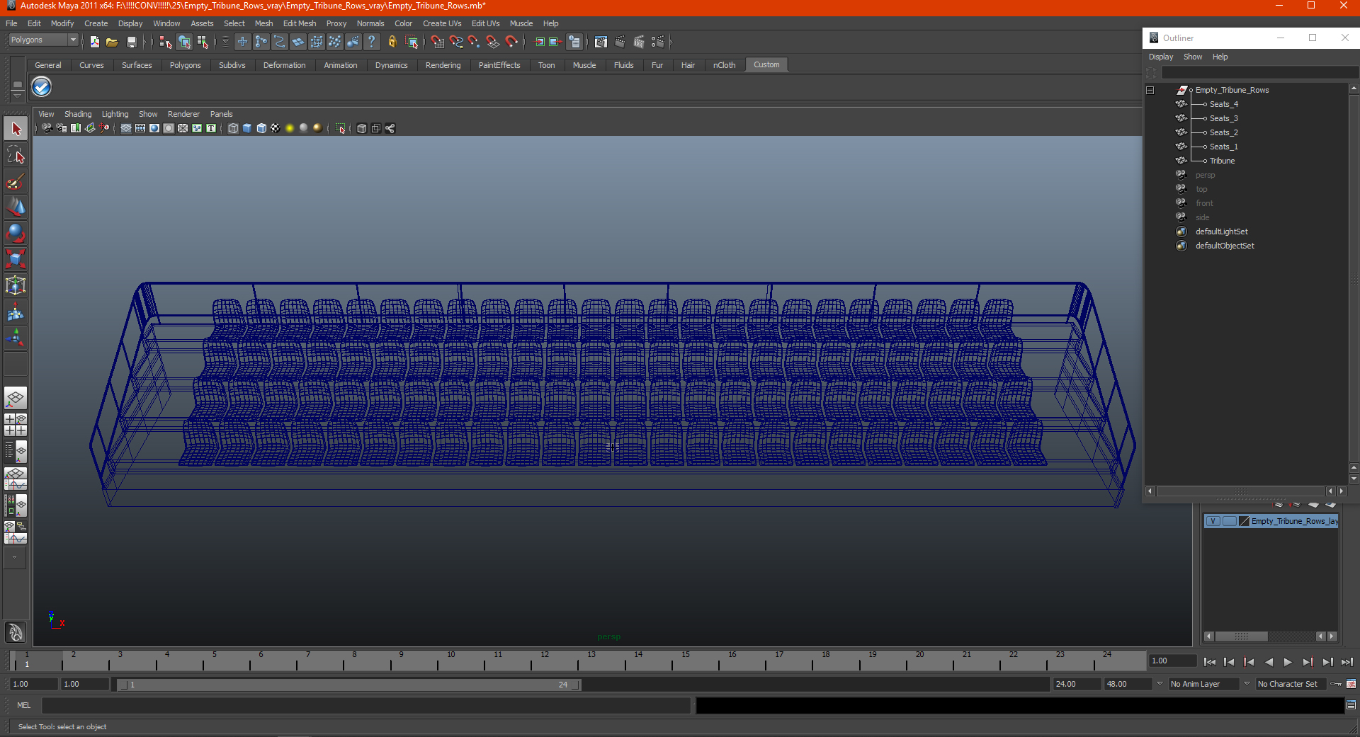 3D Empty Tribune Rows model