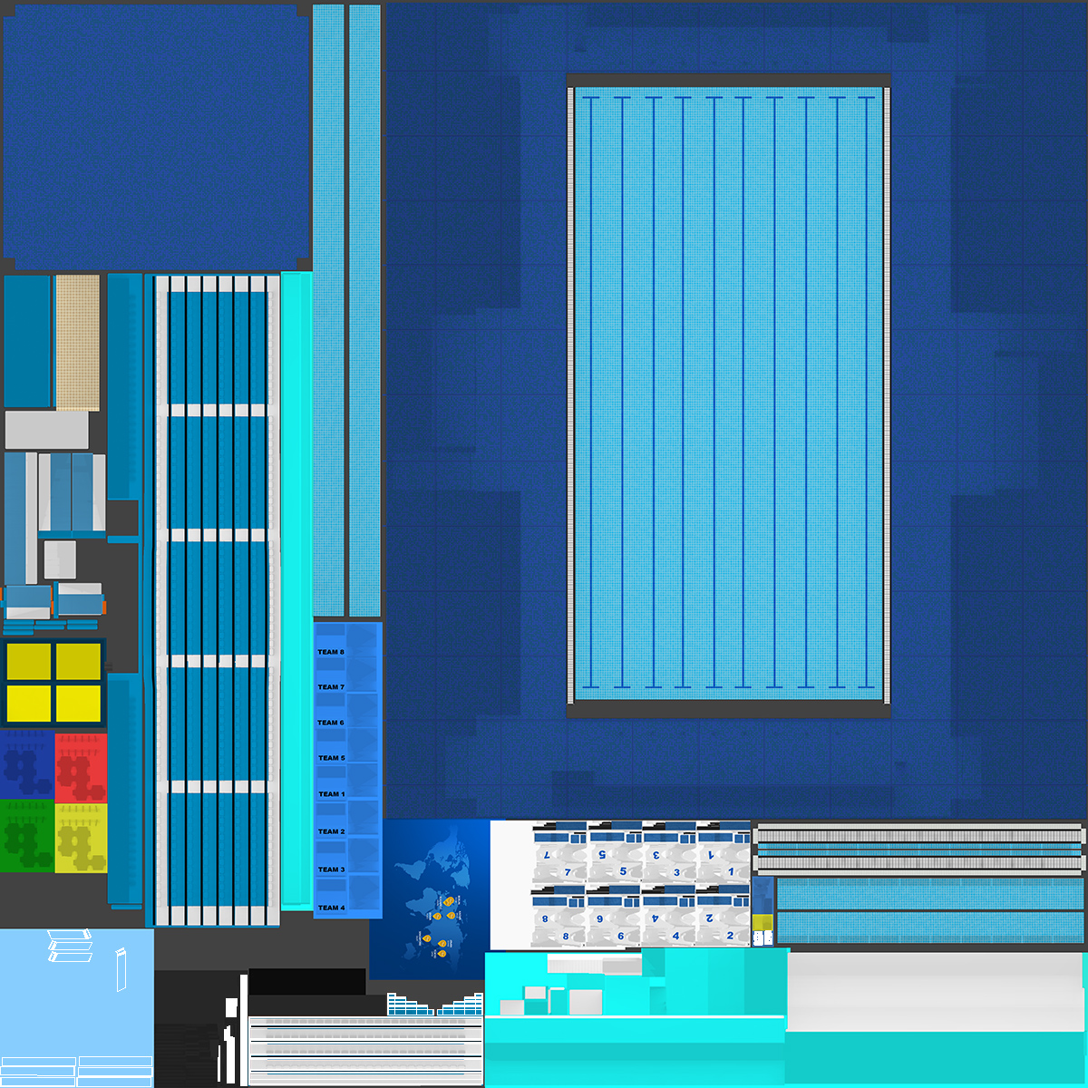 3D Empty Tribune Rows model