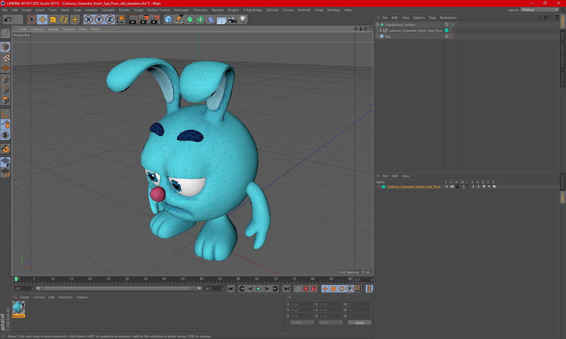 Cartoon Character Krash Sad Pose 3D