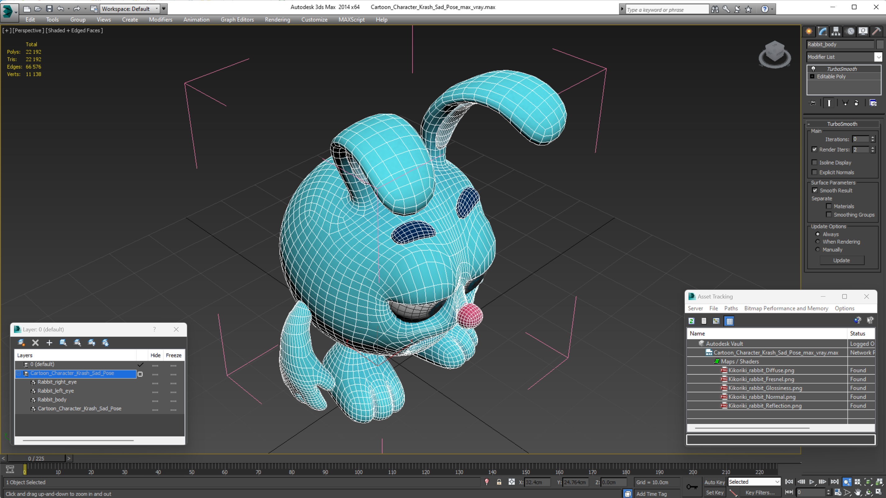 Cartoon Character Krash Sad Pose 3D
