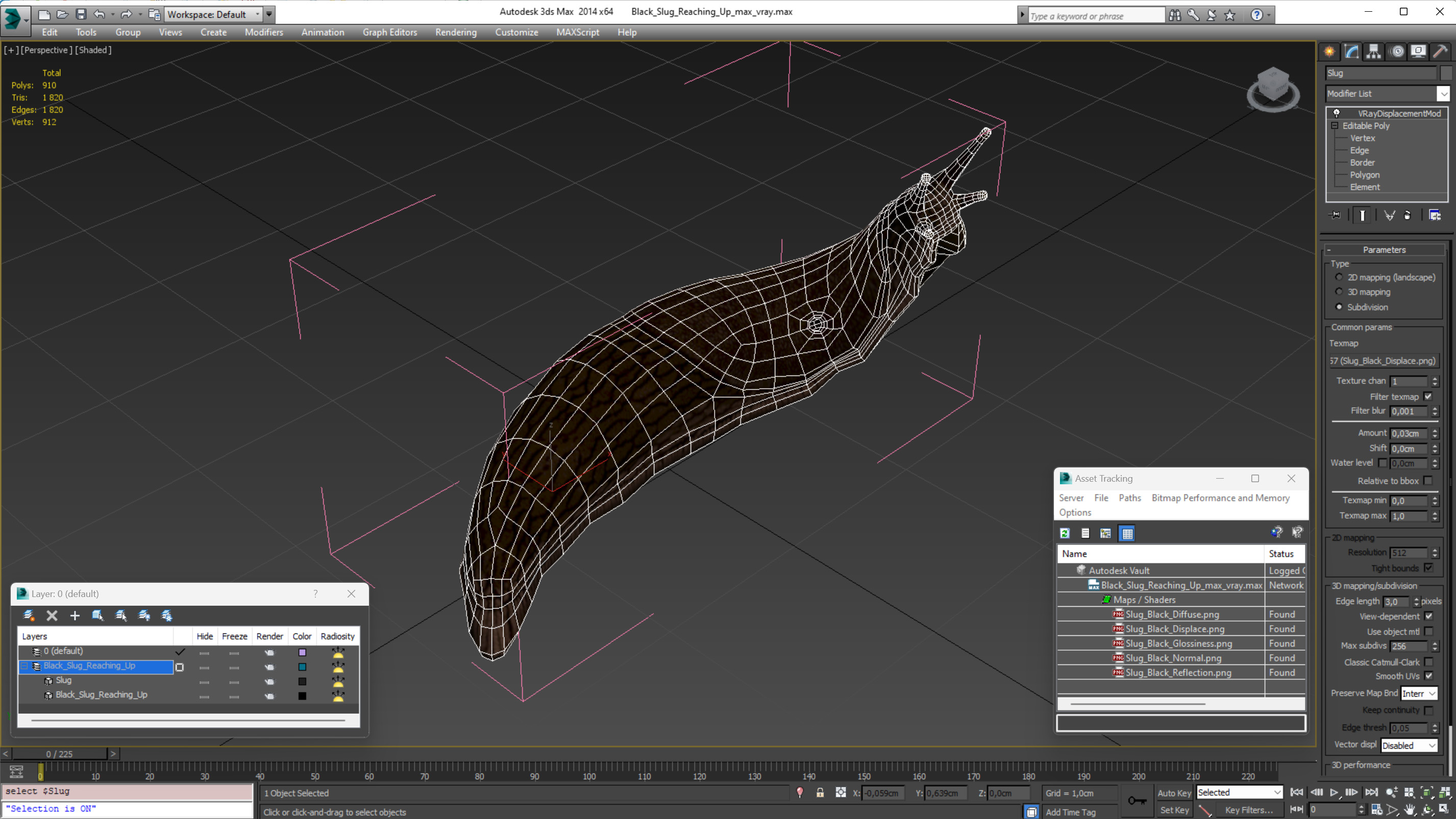 Black Slug Reaching Up 3D