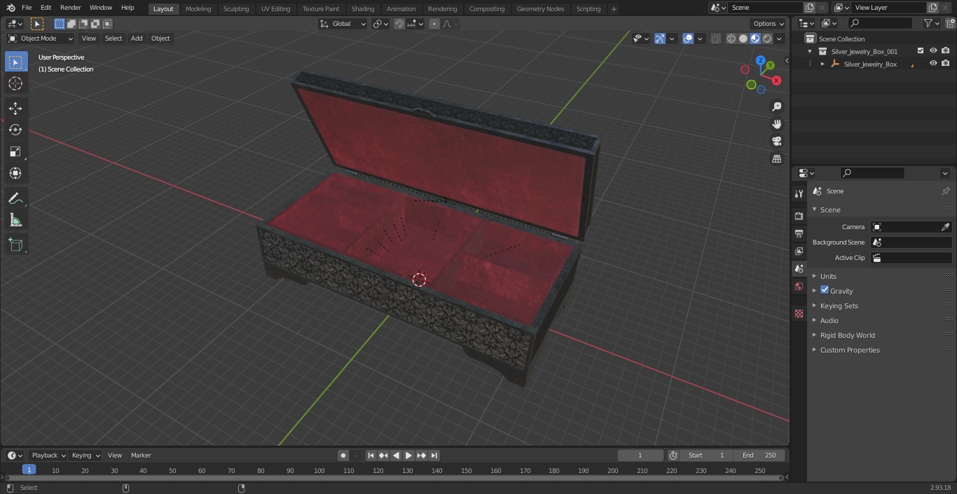 3D Silver Jewelry Box model