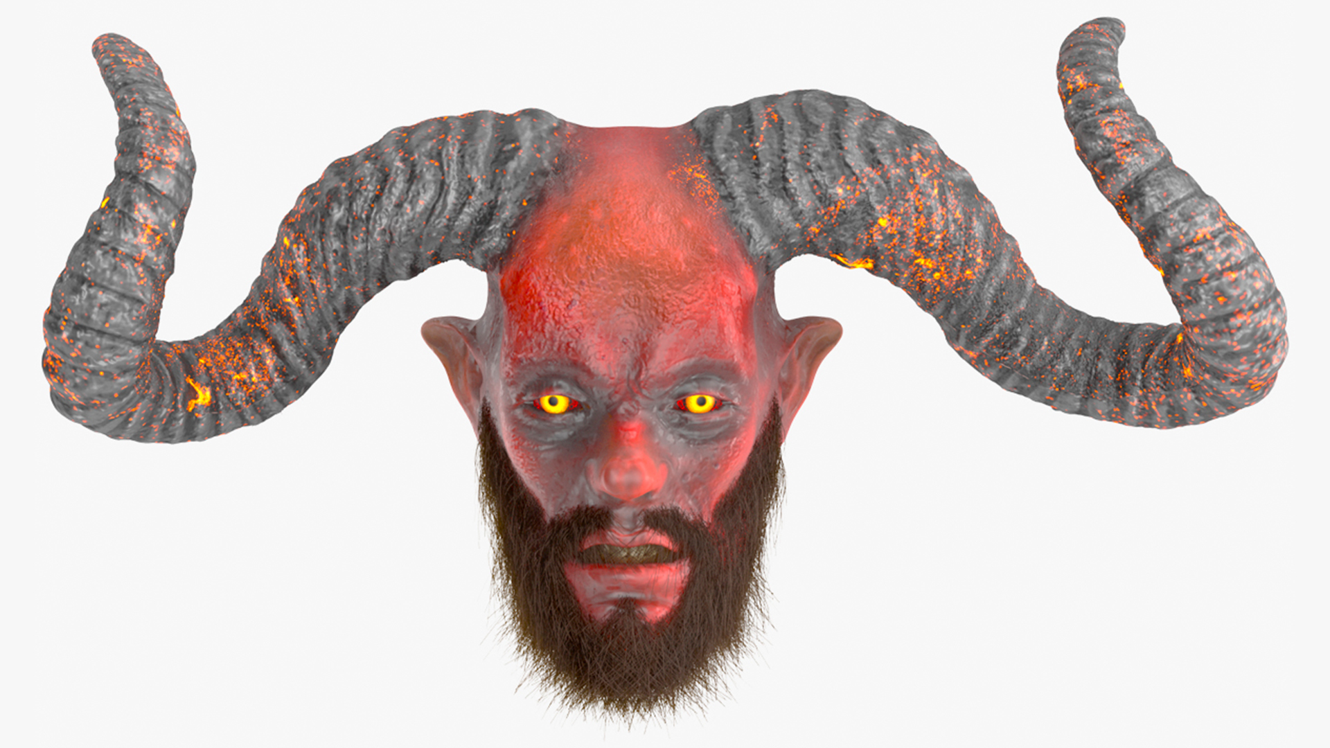 3D model Demon Head with Horns Fur