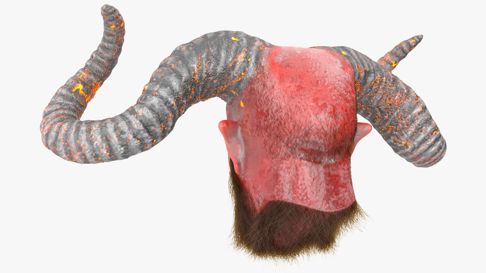 3D model Demon Head with Horns Fur
