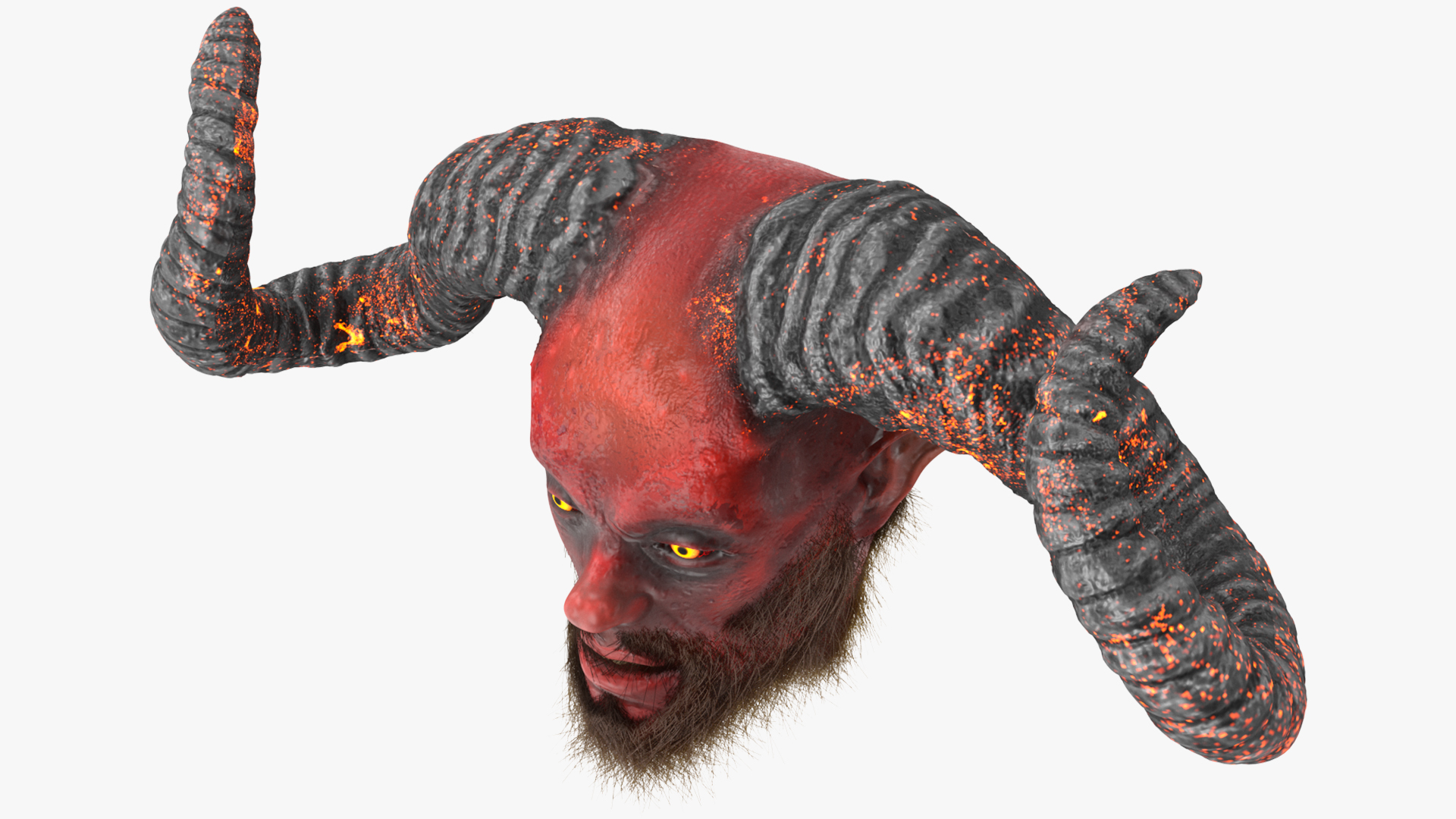 3D model Demon Head with Horns Fur