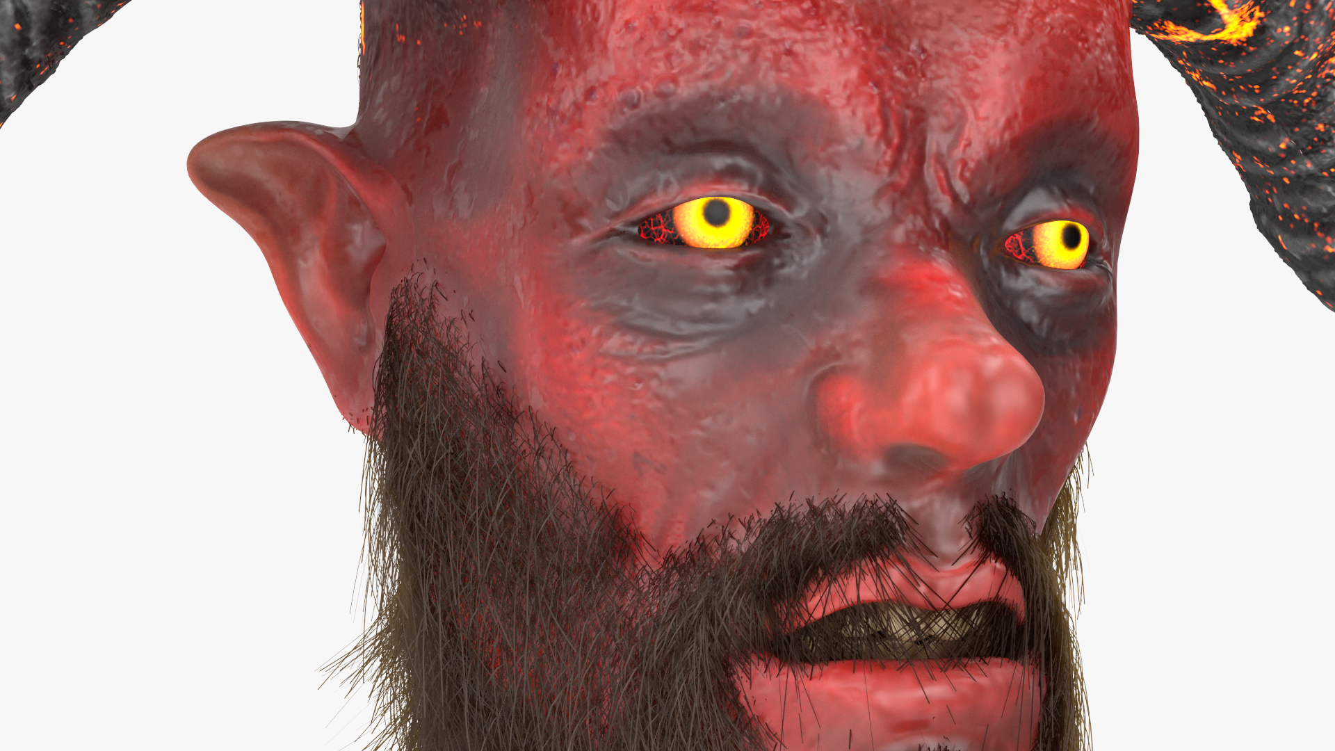 3D model Demon Head with Horns Fur