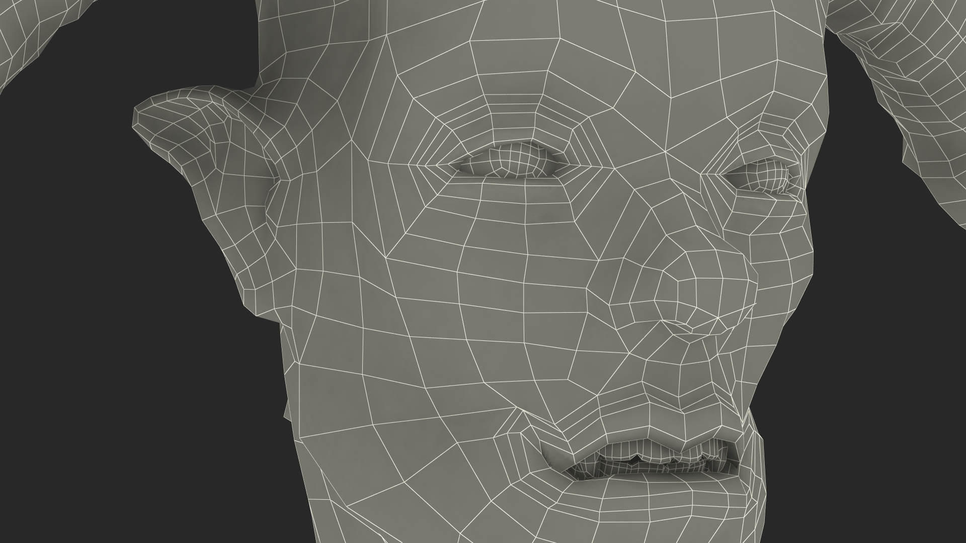 3D model Demon Head with Horns Fur