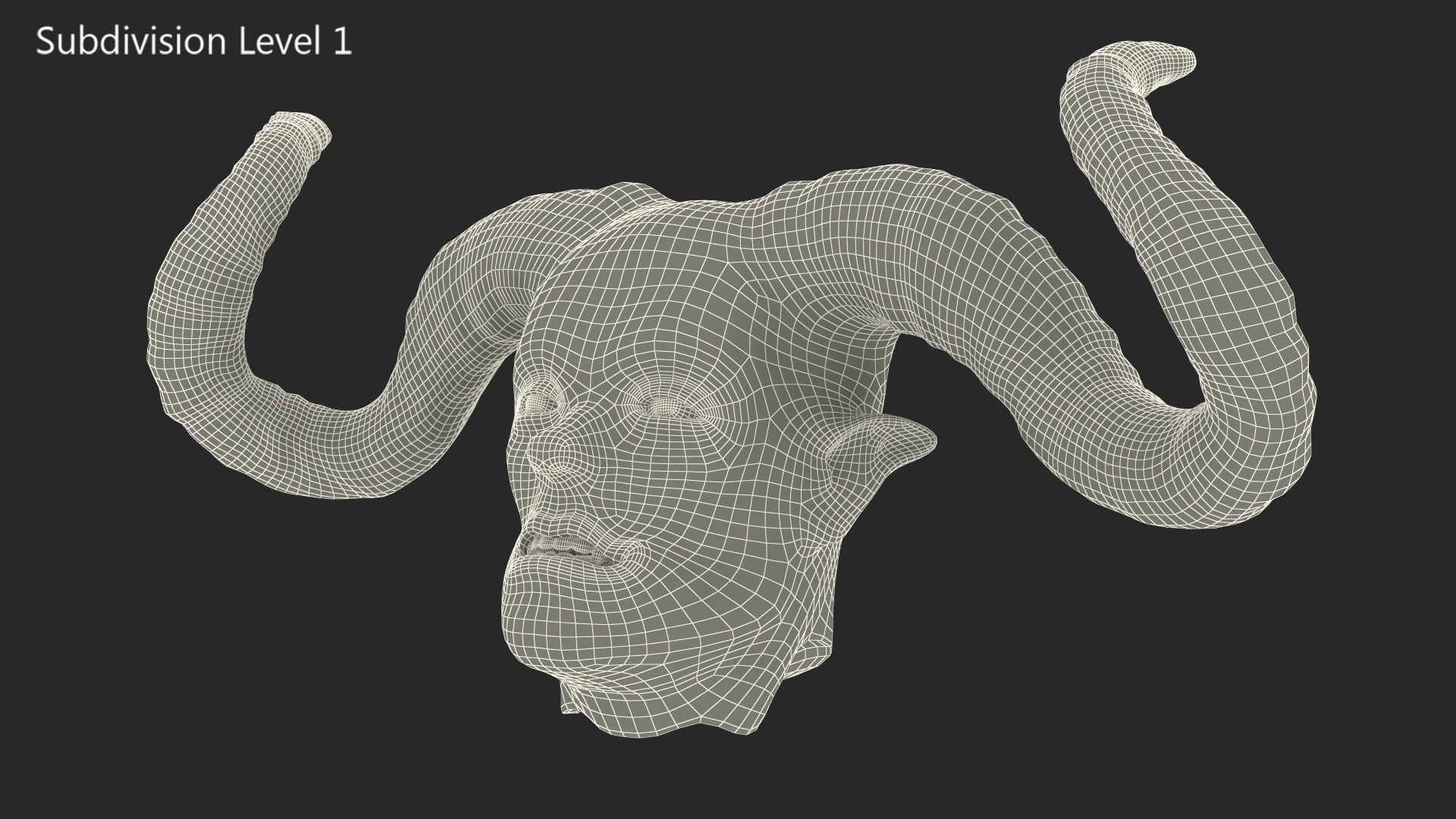 3D model Demon Head with Horns Fur
