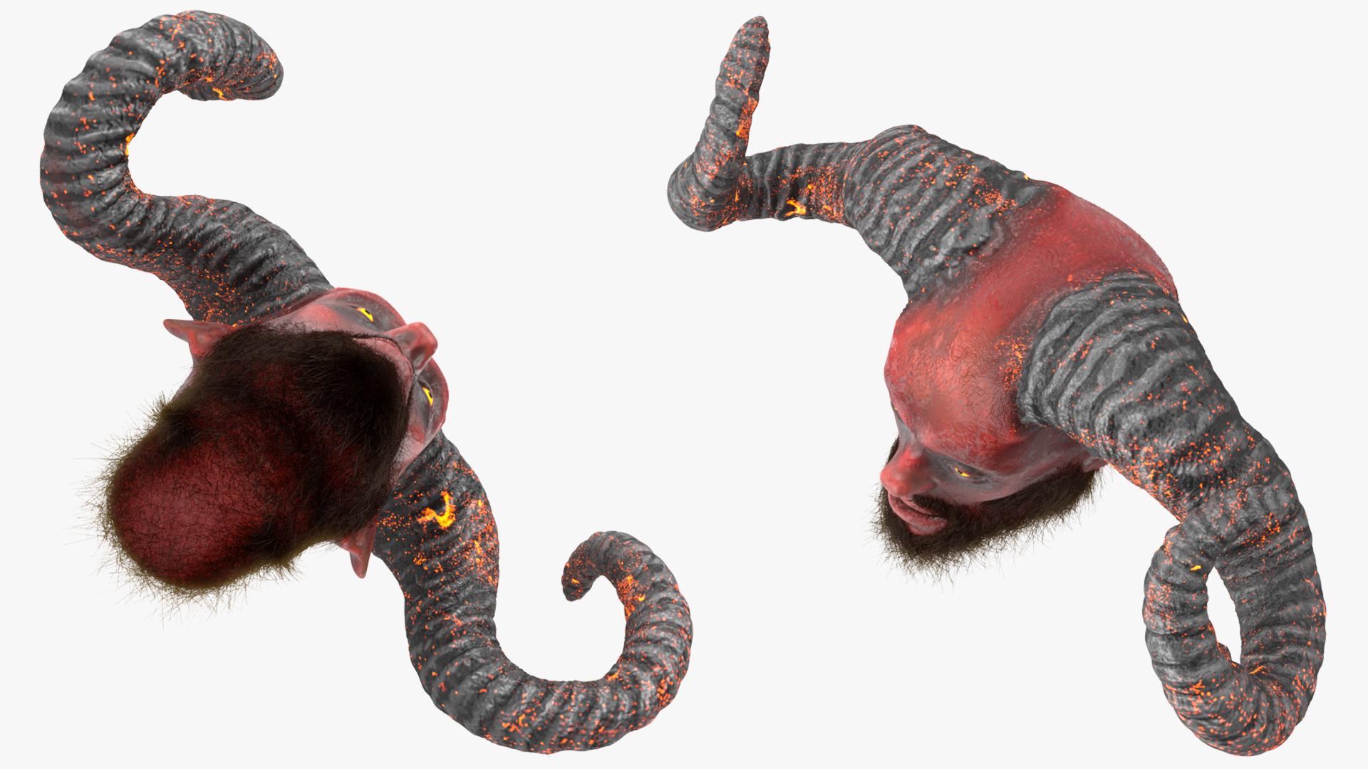 3D model Demon Head with Horns Fur