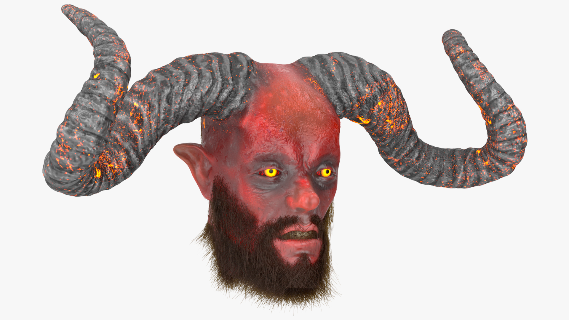 3D model Demon Head with Horns Fur
