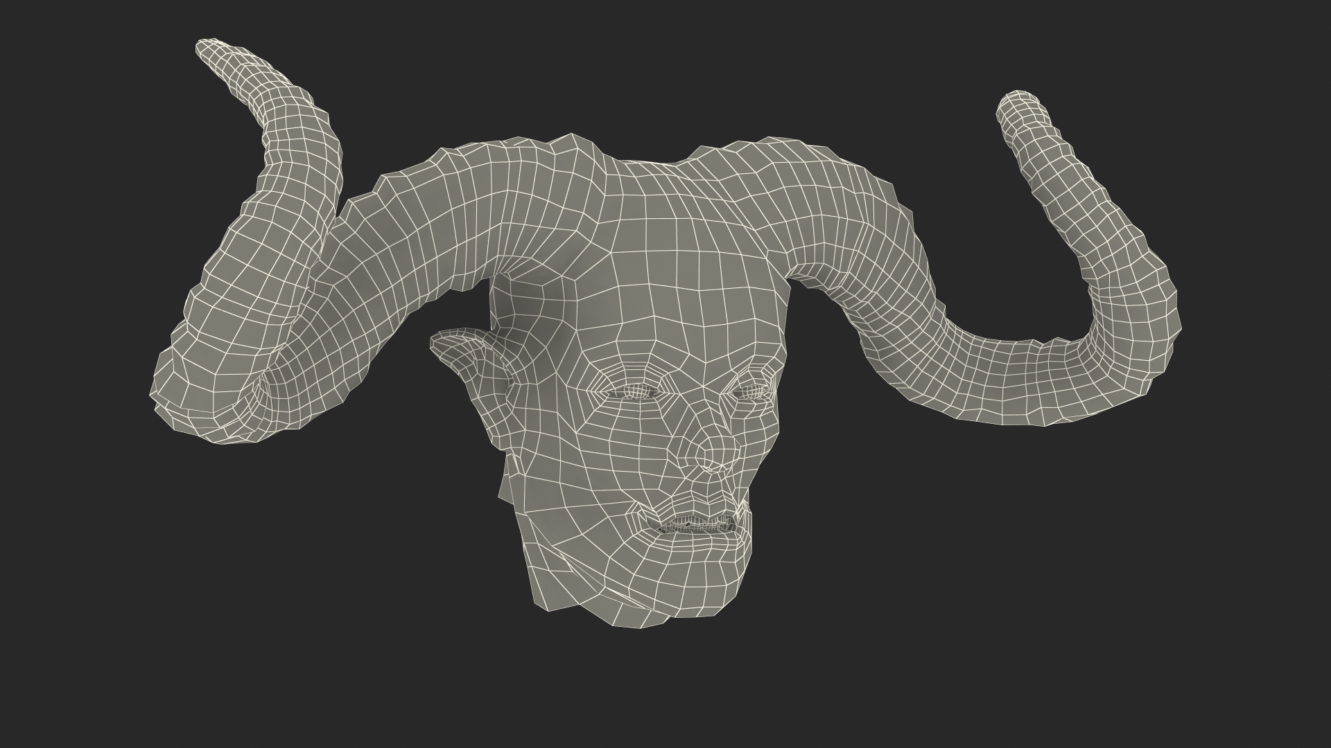 3D model Demon Head with Horns Fur