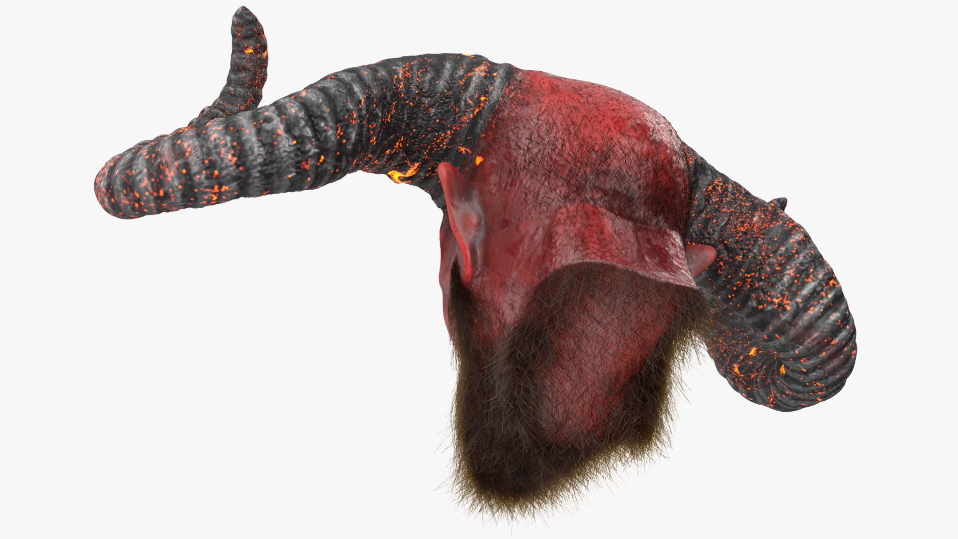 3D model Demon Head with Horns Fur