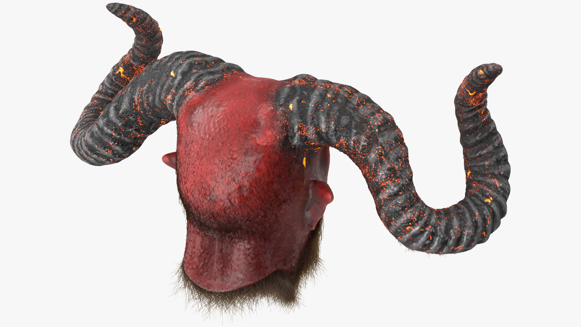 3D model Demon Head with Horns Fur