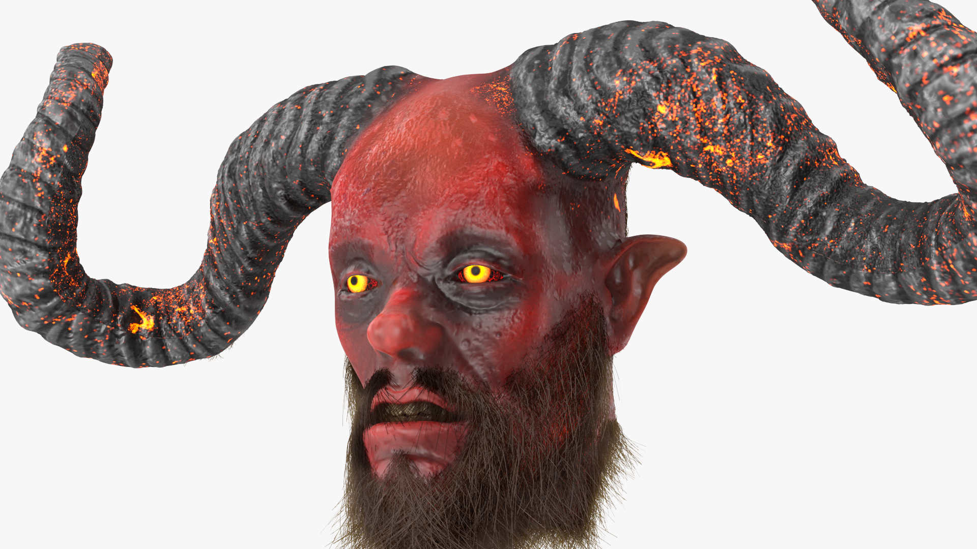 3D model Demon Head with Horns Fur