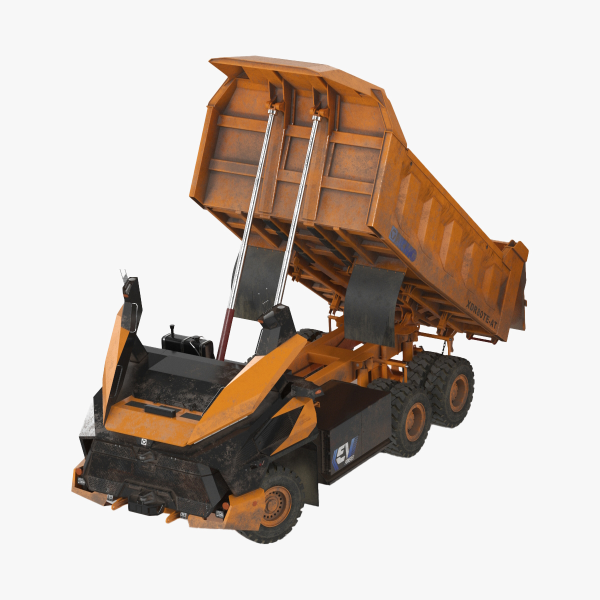 Electric Autonomous Dump Truck XCMG Dirty Rigged for Maya 3D