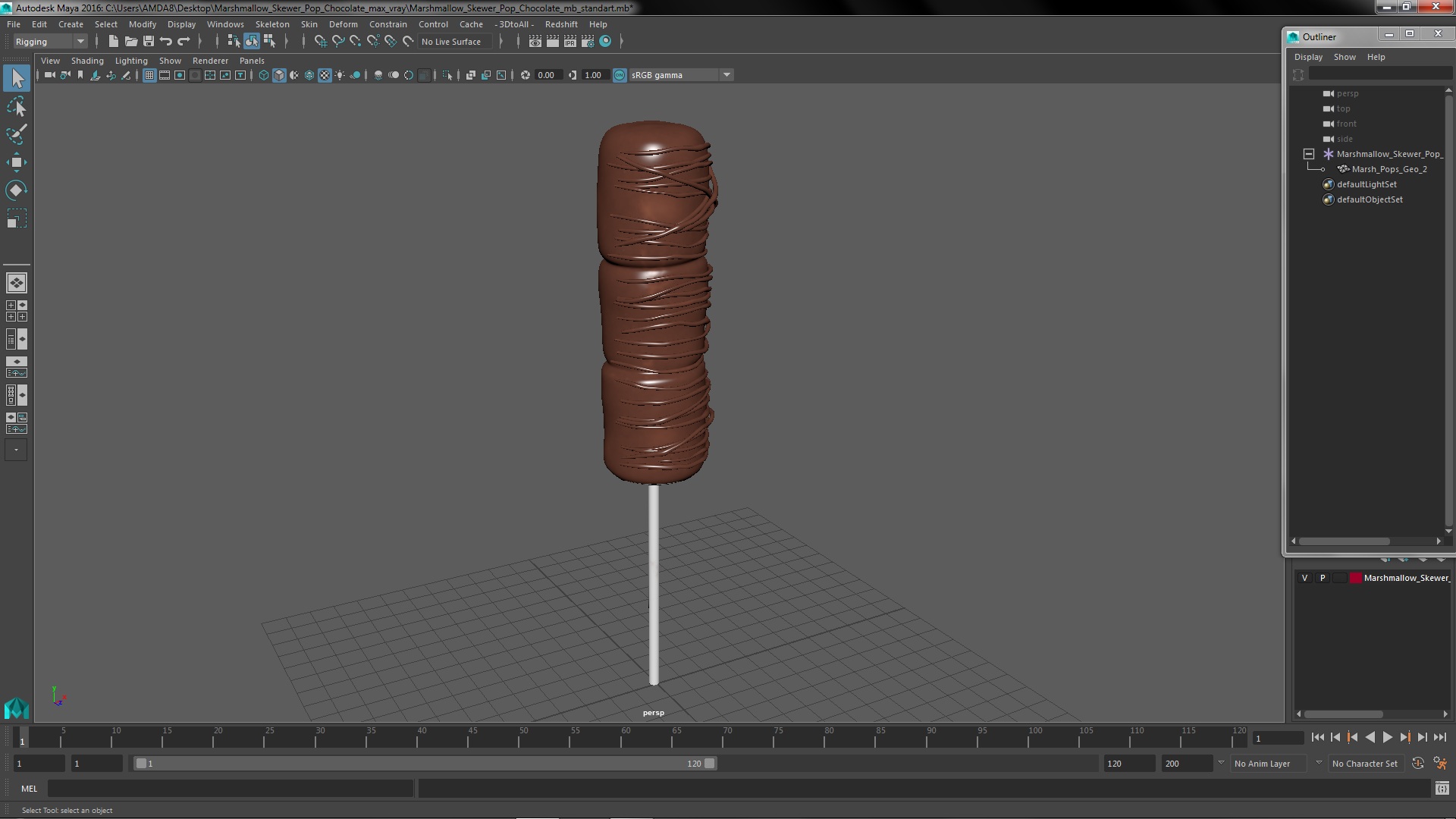 Marshmallow Skewer Pop Chocolate 3D
