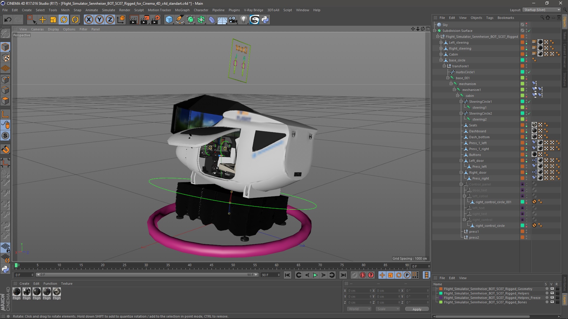 Flight Simulator Sennheiser BOT SC07 Rigged for Cinema 4D 3D