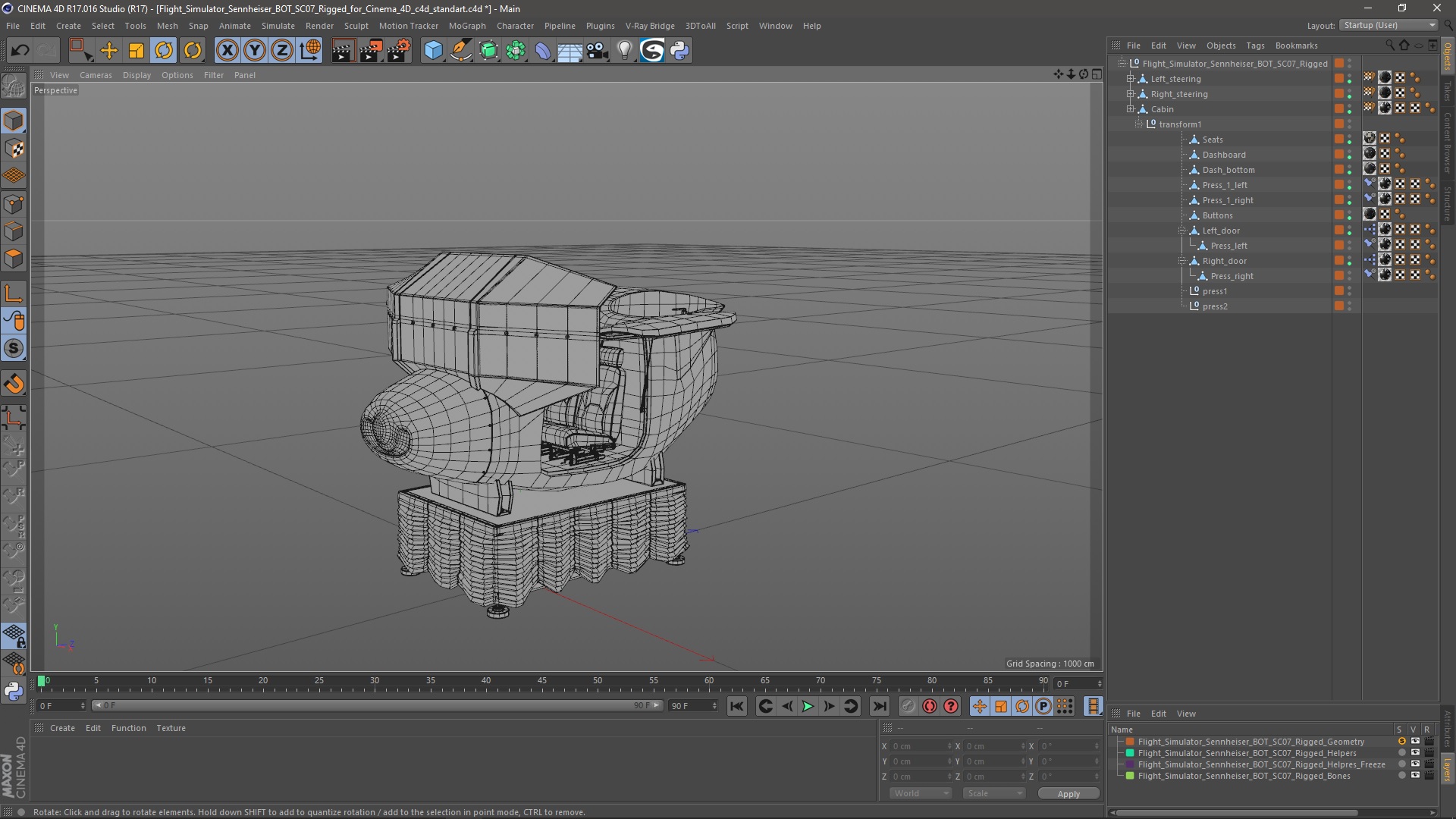 Flight Simulator Sennheiser BOT SC07 Rigged for Cinema 4D 3D