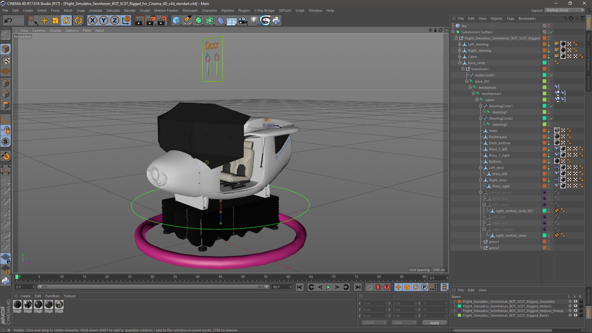 Flight Simulator Sennheiser BOT SC07 Rigged for Cinema 4D 3D
