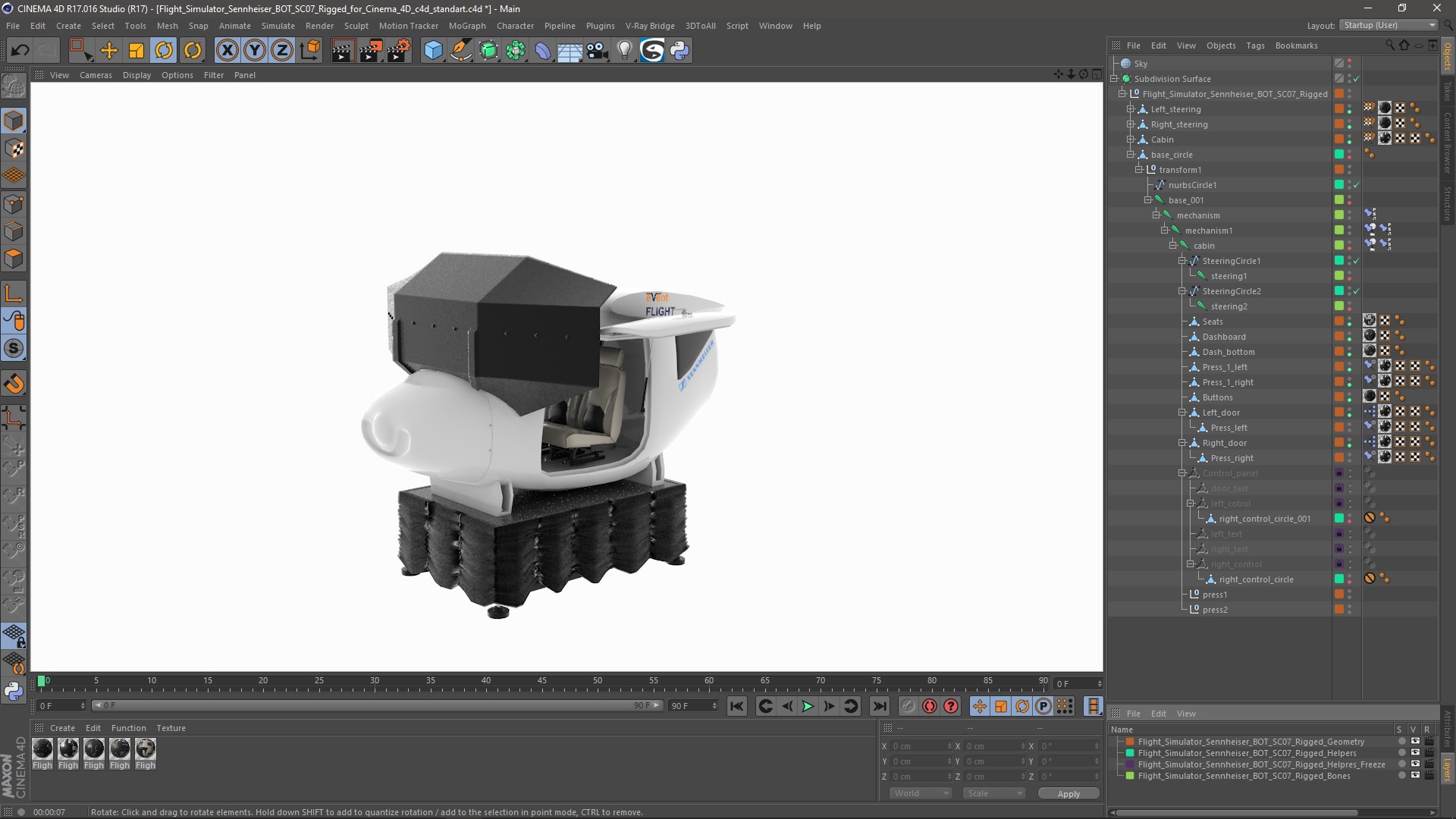 Flight Simulator Sennheiser BOT SC07 Rigged for Cinema 4D 3D