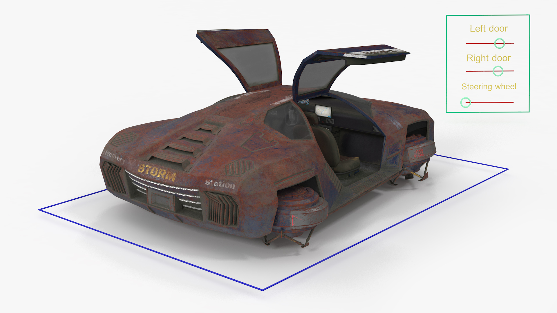 Concept Hover Car Rusty Rigged for Maya 3D model