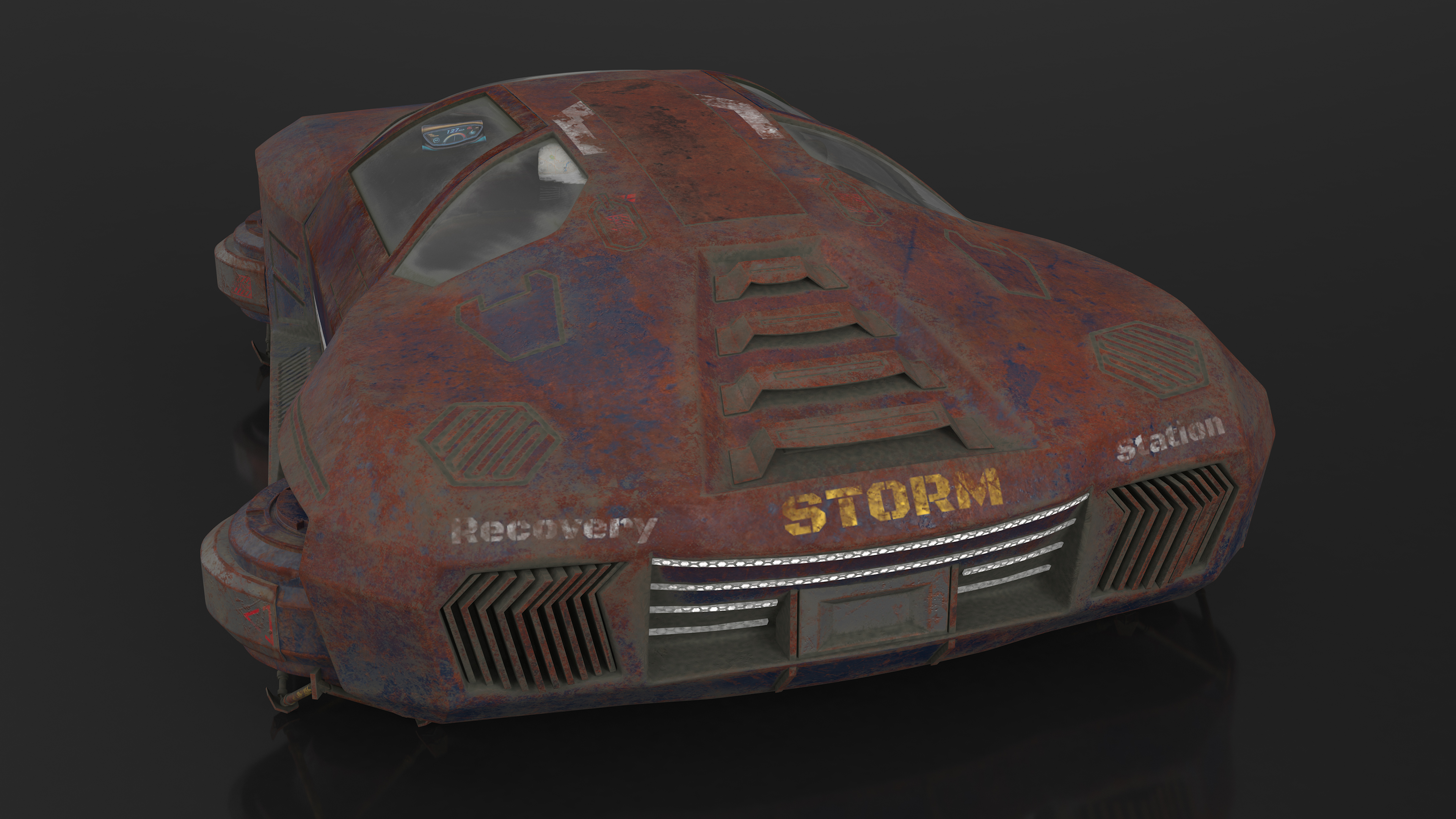 Concept Hover Car Rusty Rigged for Maya 3D model
