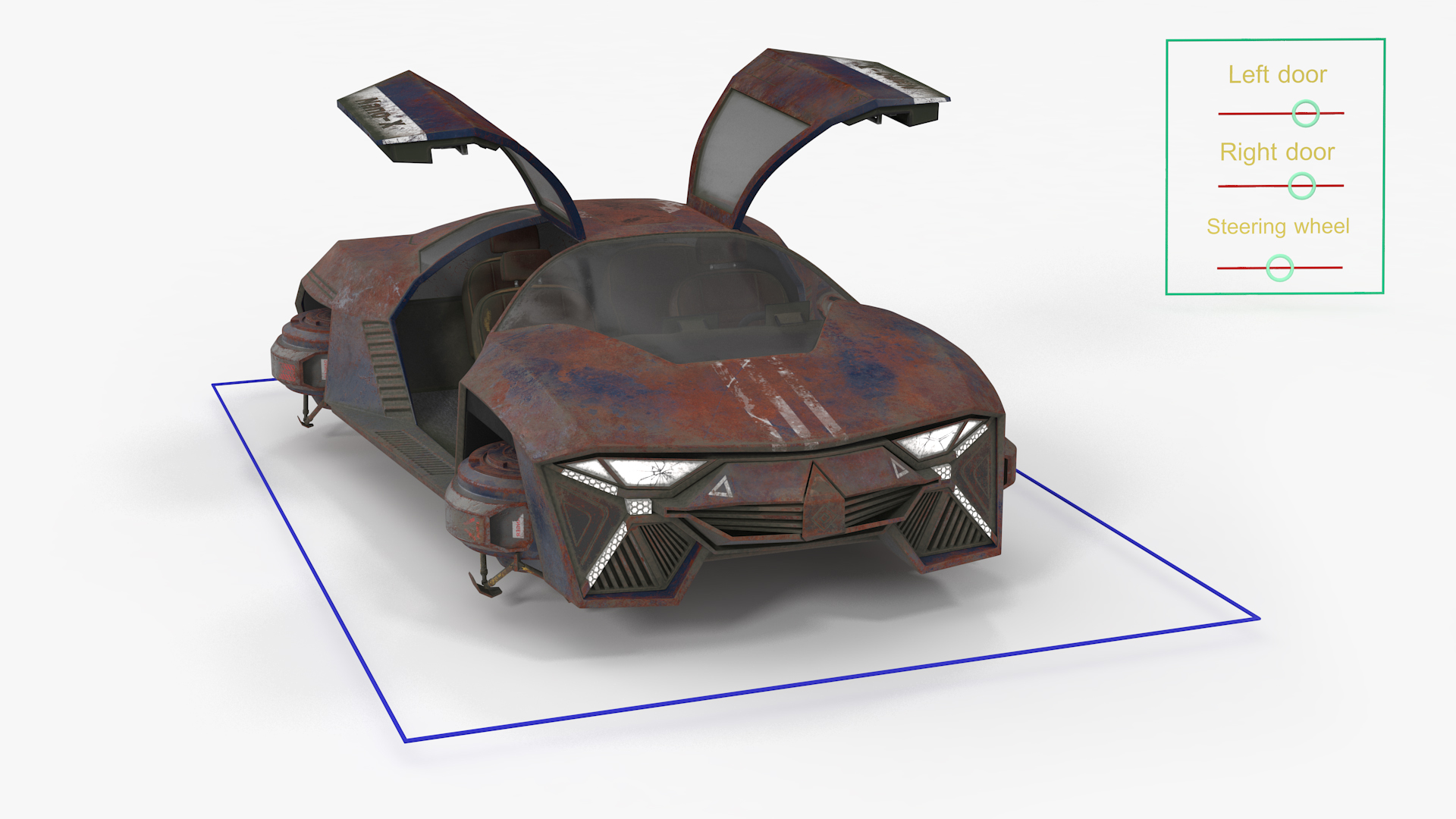 Concept Hover Car Rusty Rigged for Maya 3D model