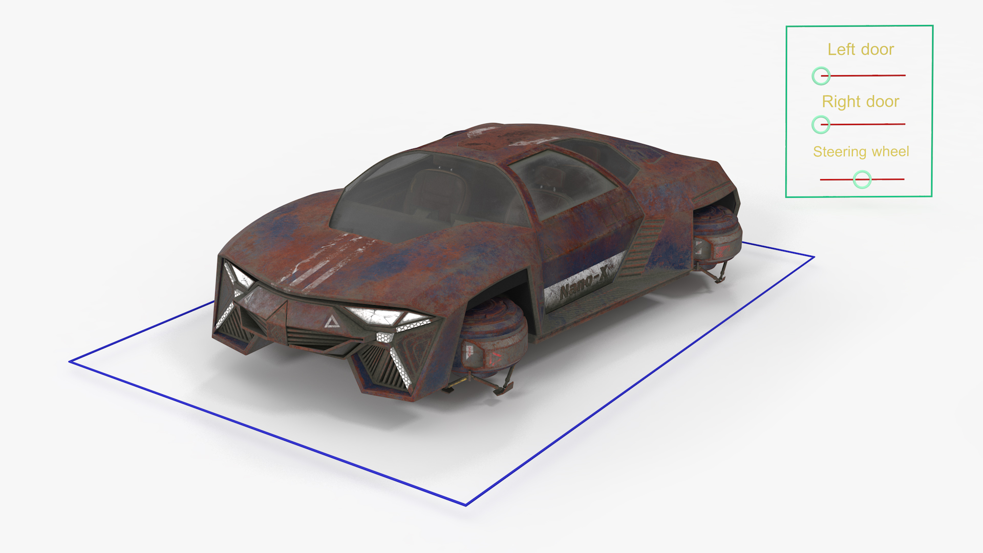 Concept Hover Car Rusty Rigged for Maya 3D model