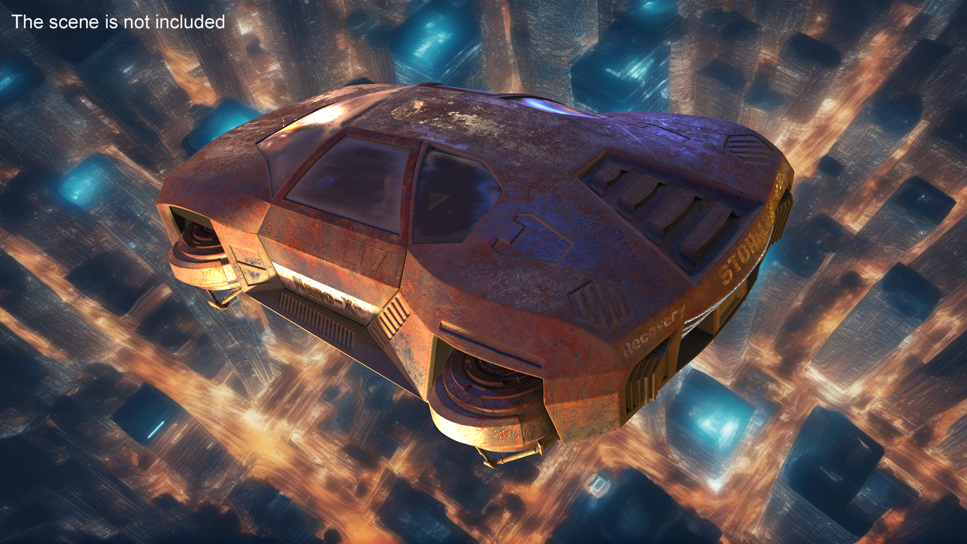 Concept Hover Car Rusty Rigged for Maya 3D model