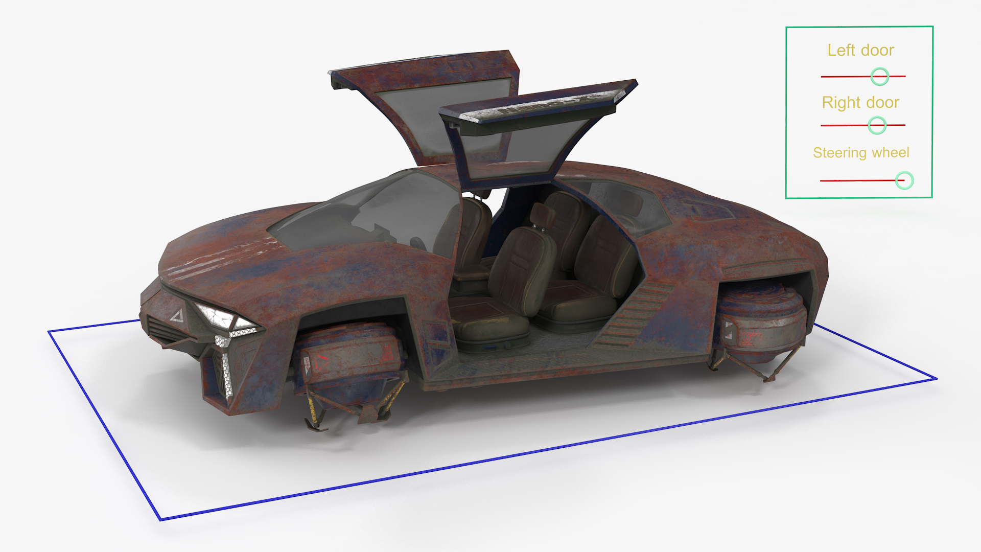 Concept Hover Car Rusty Rigged for Maya 3D model