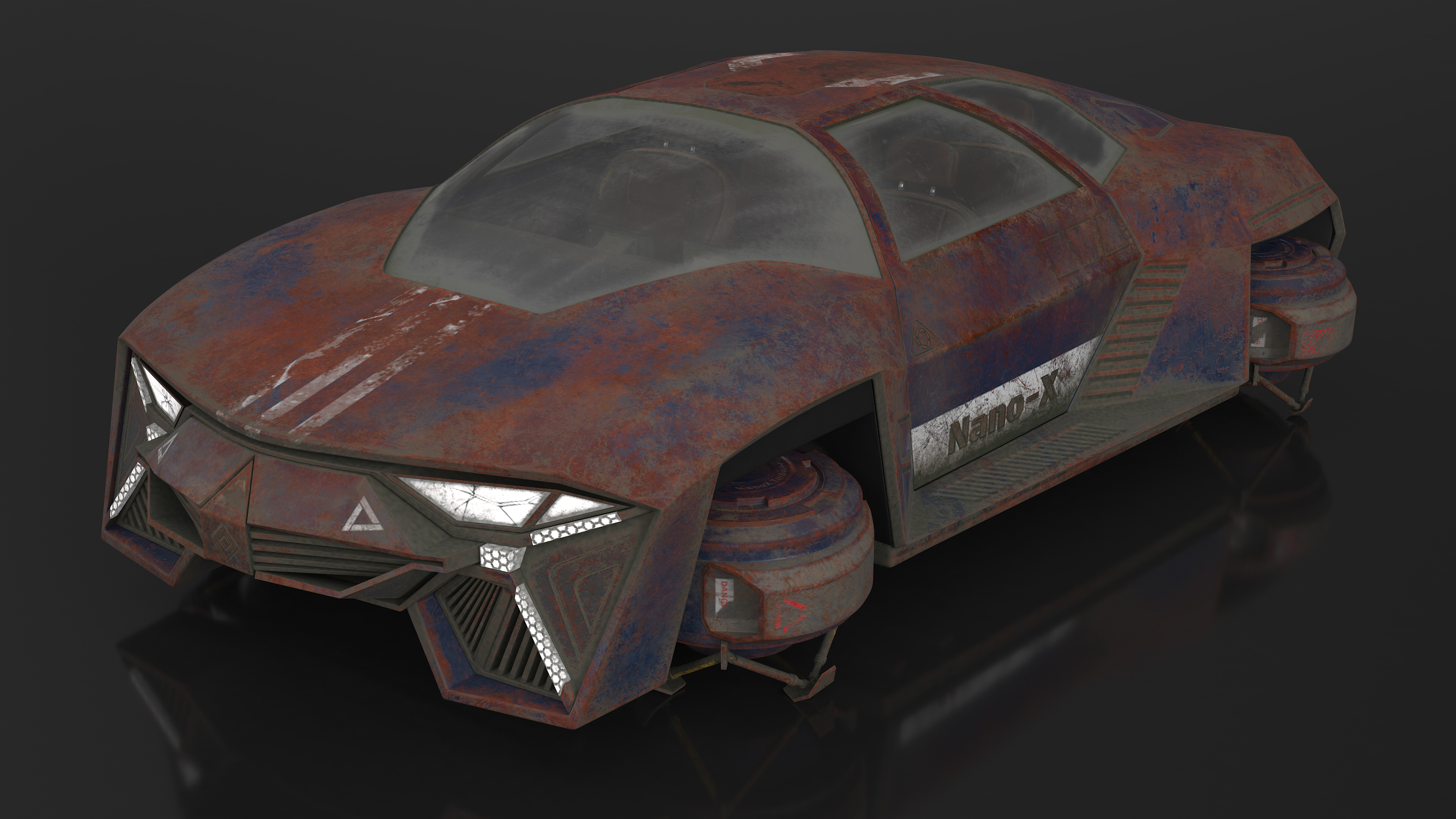 Concept Hover Car Rusty Rigged for Maya 3D model