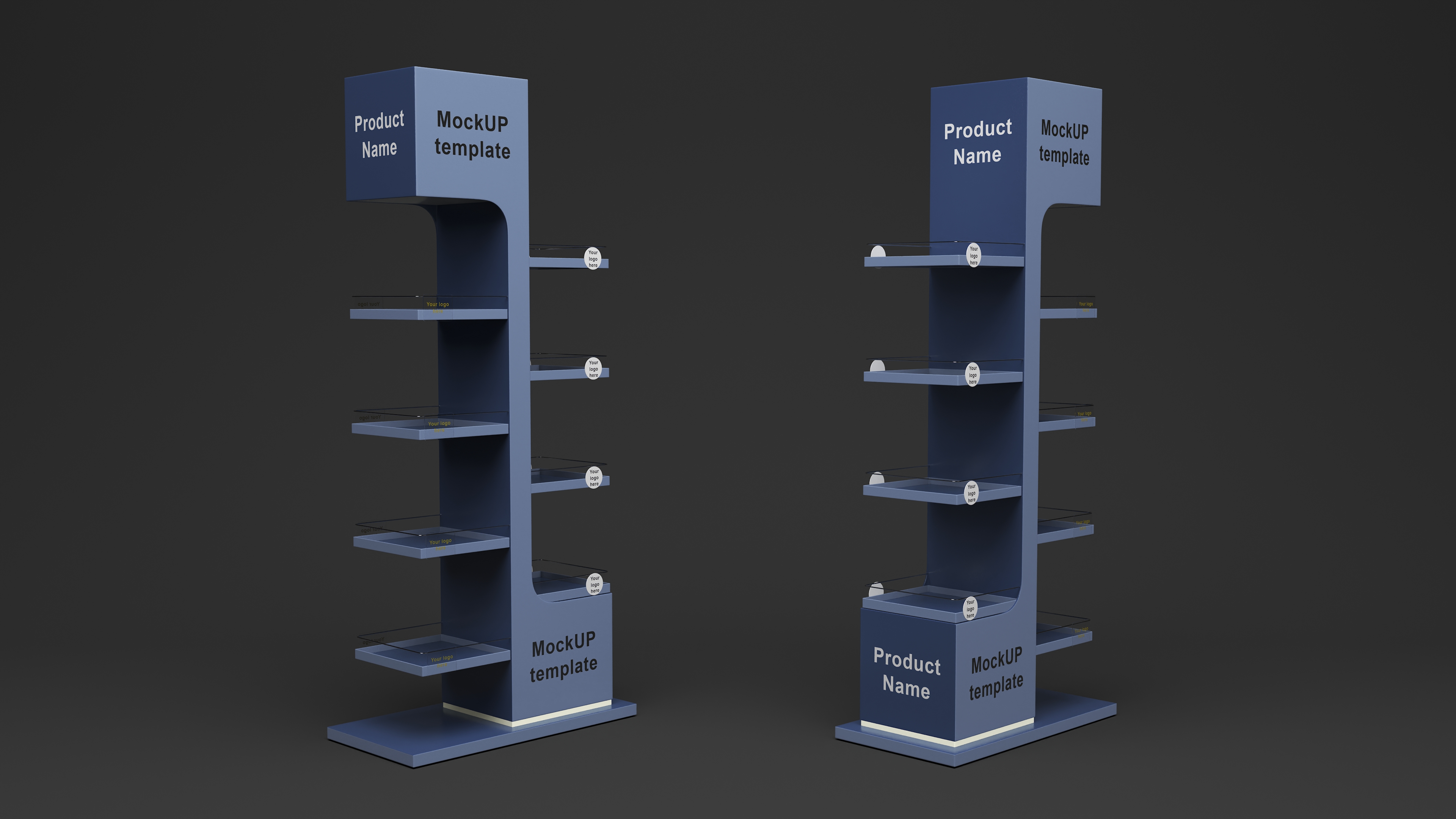 3D Multi Shelf Navy Display Rack Mockup