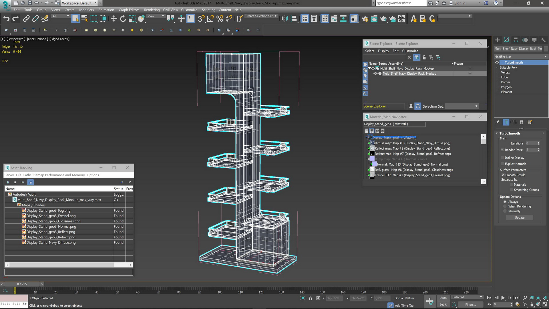 3D Multi Shelf Navy Display Rack Mockup