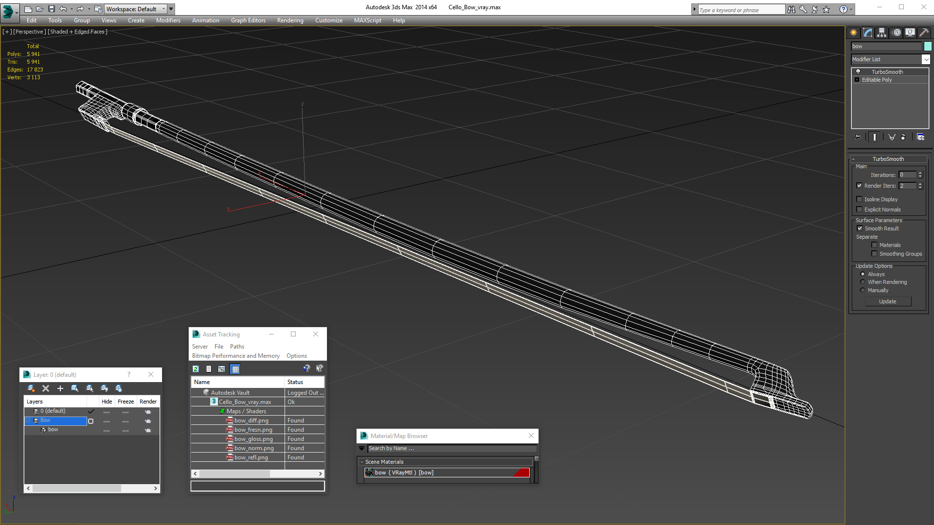 Cello Bow 3D model