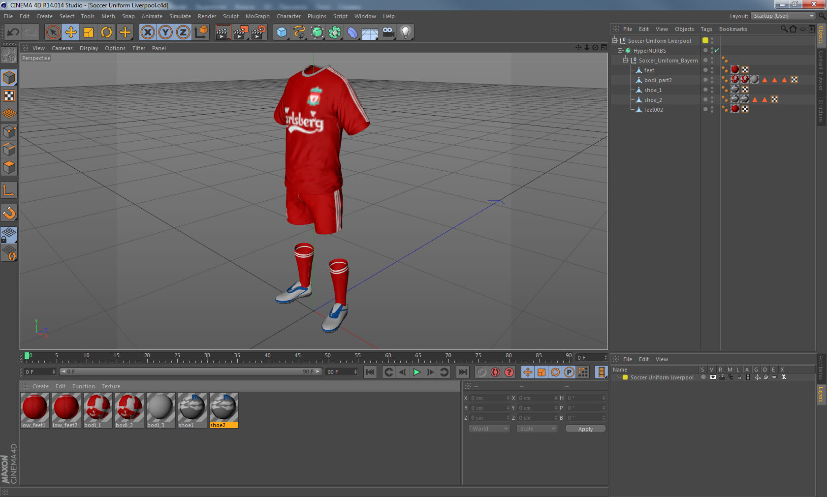 Soccer Uniform Liverpool 3D model