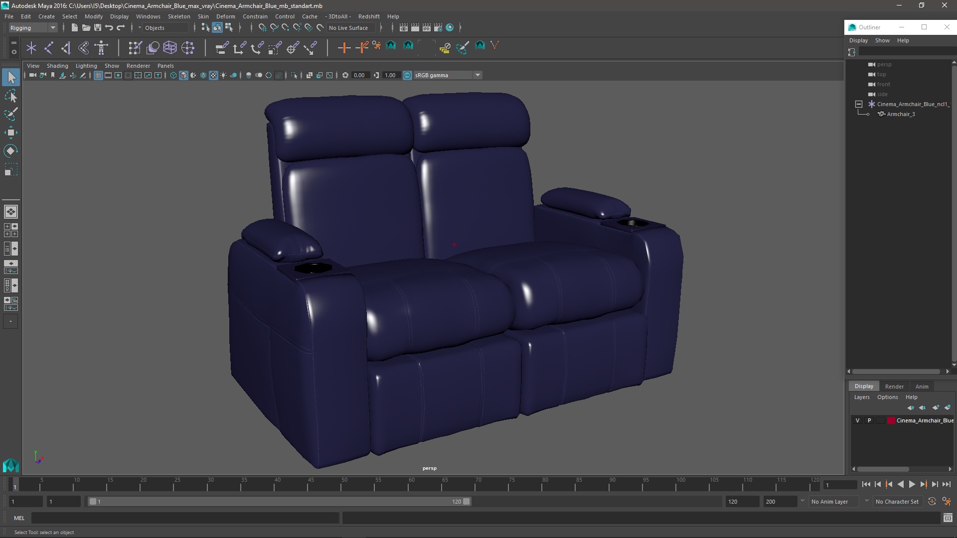 3D model Cinema Armchair Blue