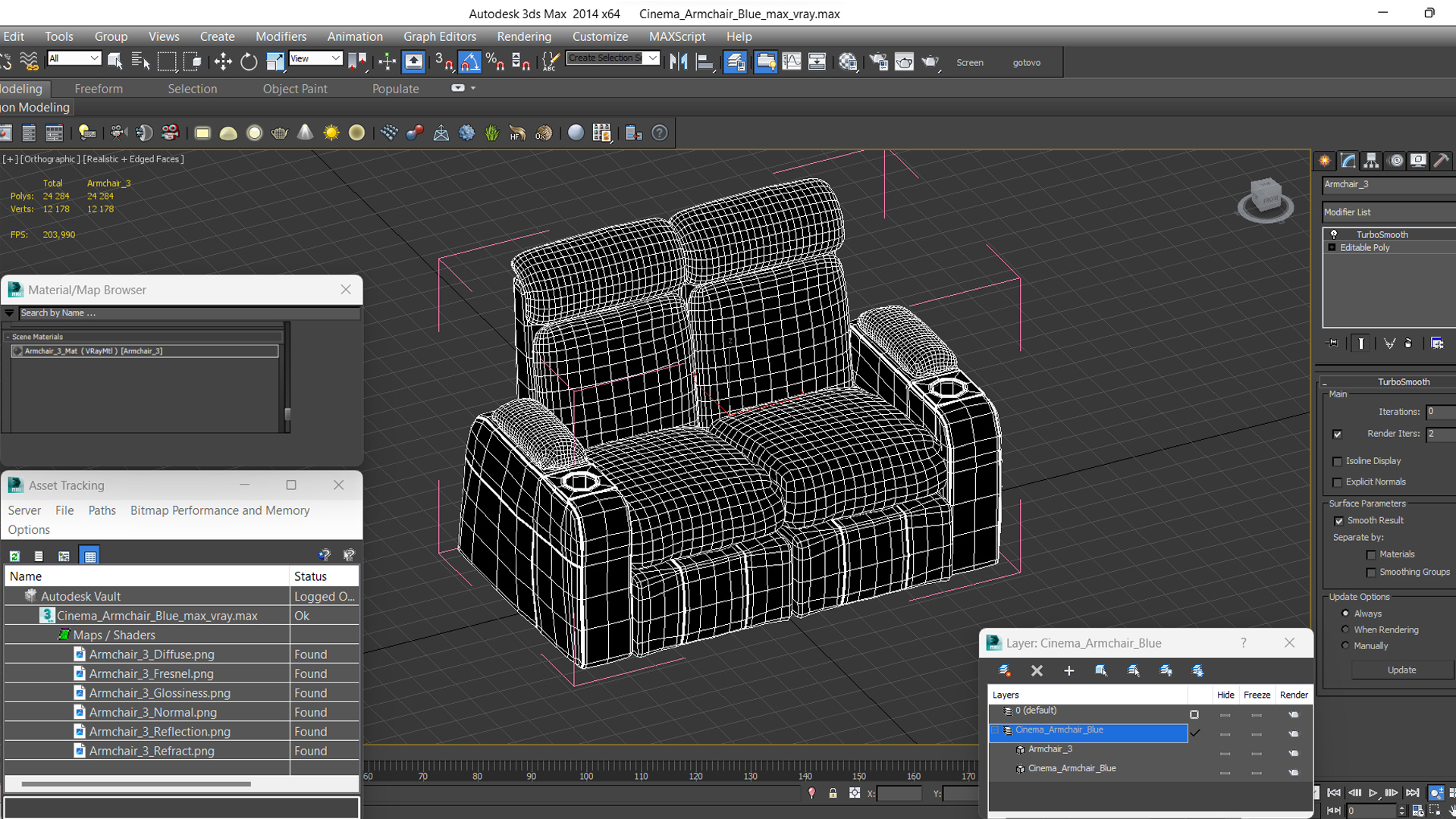 3D model Cinema Armchair Blue