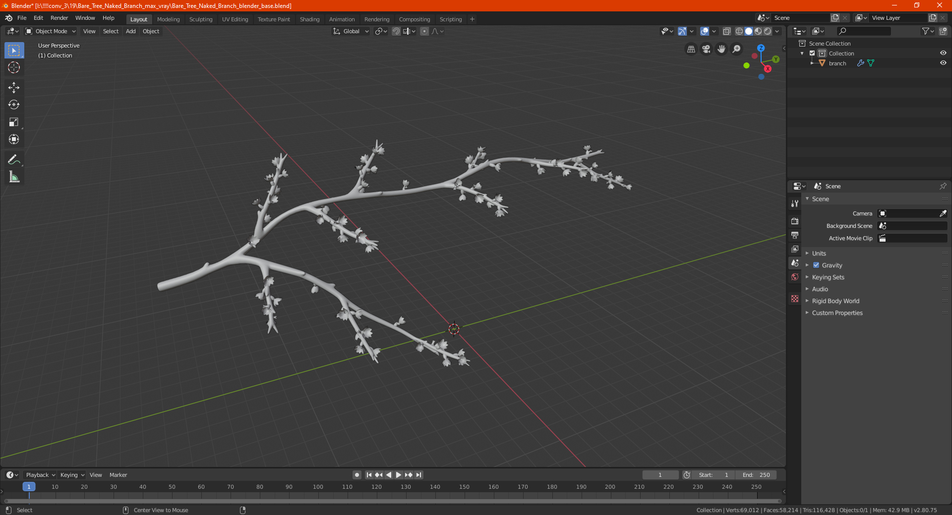 Bare Tree Naked Branch 3D