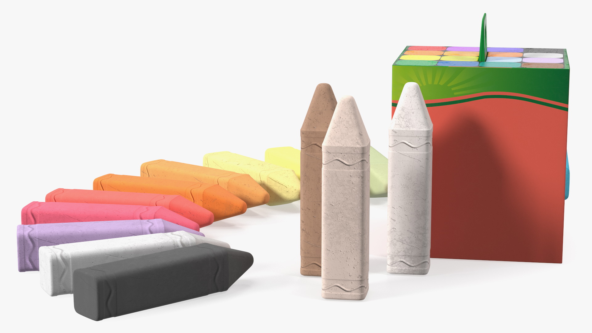 Colored Sidewalk Chalk 3D