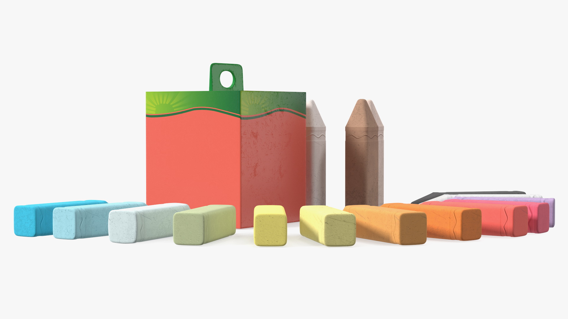 Colored Sidewalk Chalk 3D