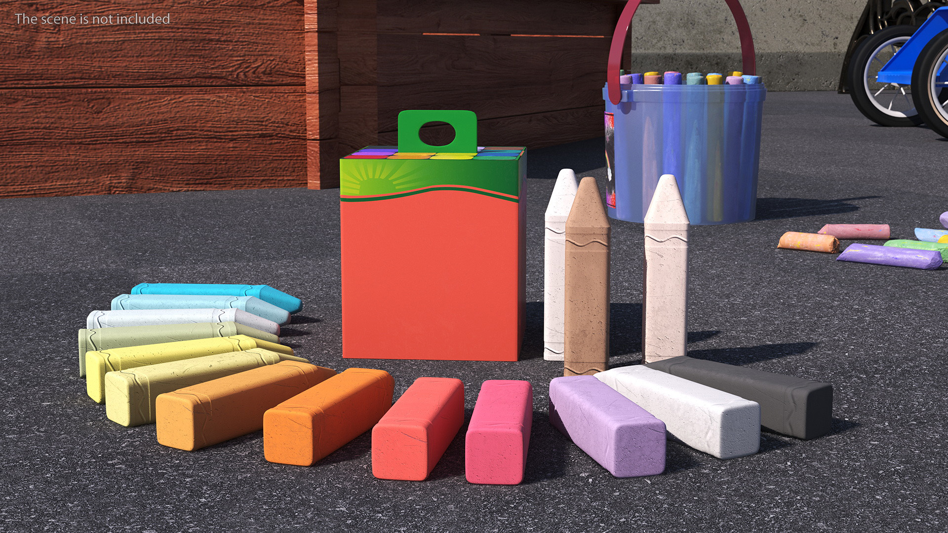 Colored Sidewalk Chalk 3D