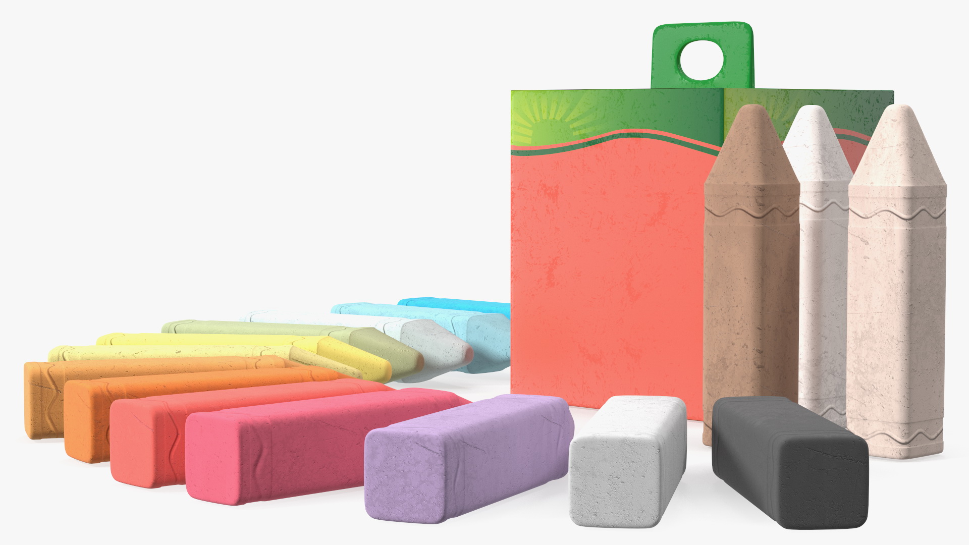 Colored Sidewalk Chalk 3D