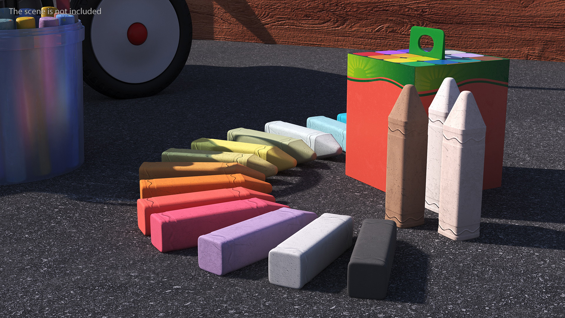 Colored Sidewalk Chalk 3D