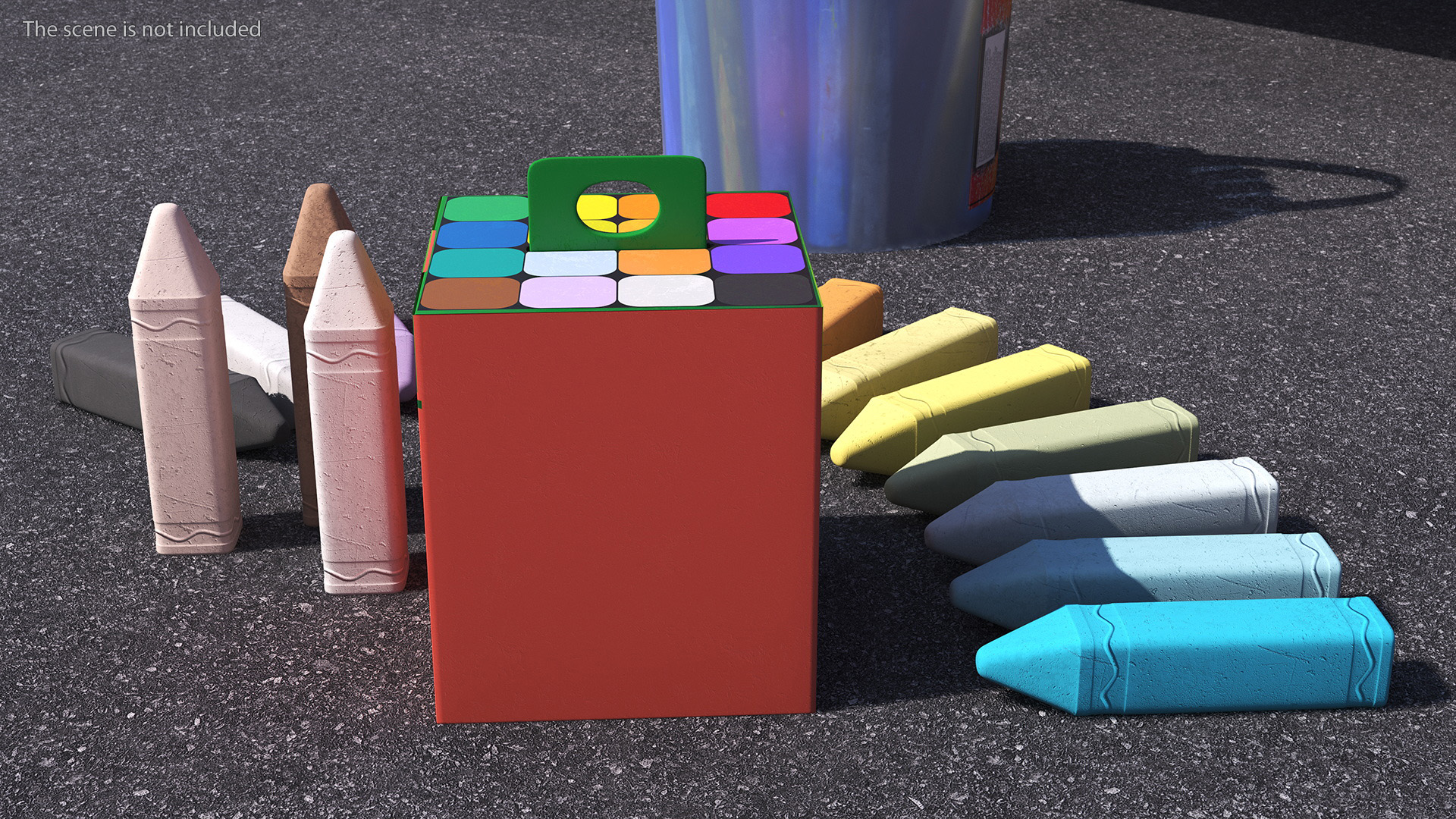 Colored Sidewalk Chalk 3D
