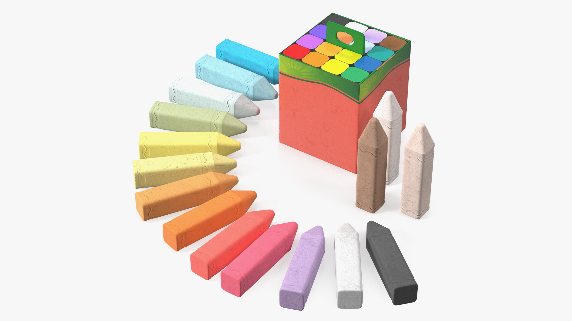 Colored Sidewalk Chalk 3D