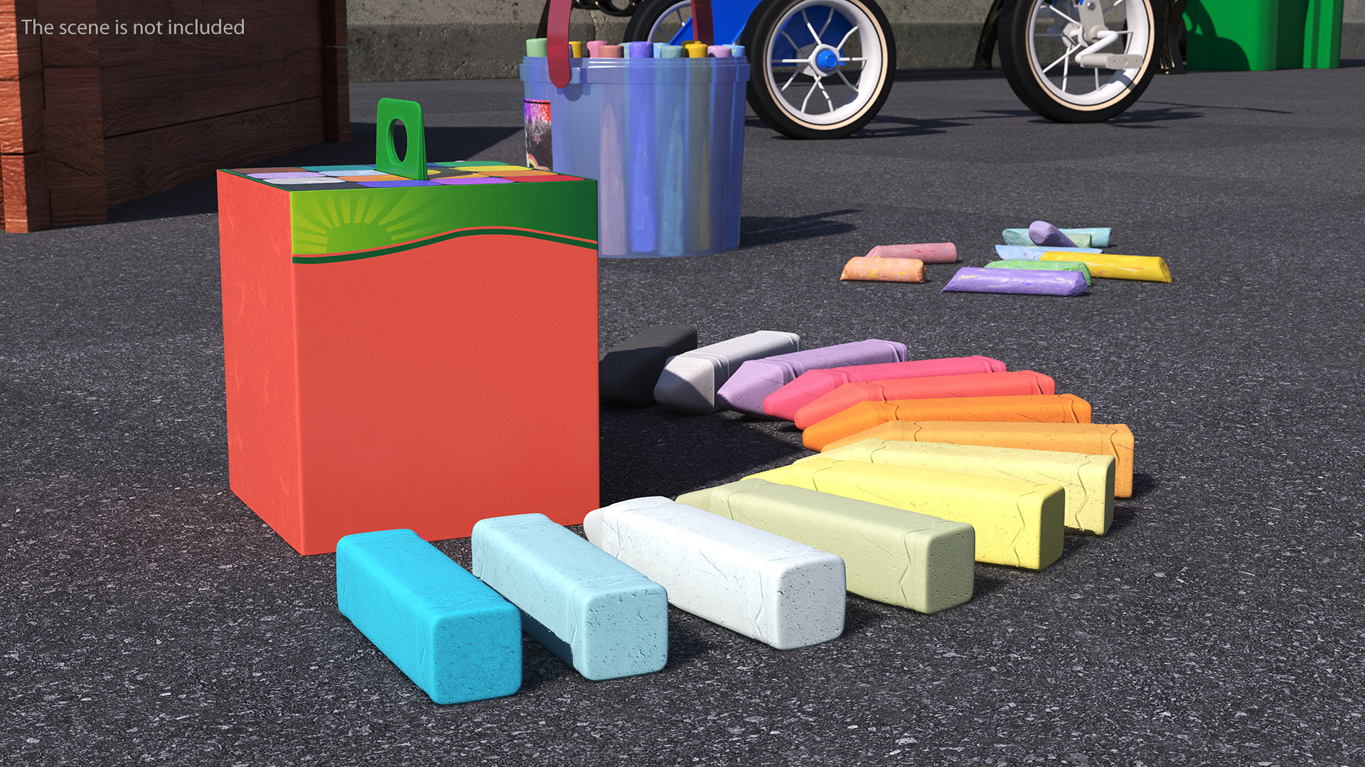 Colored Sidewalk Chalk 3D